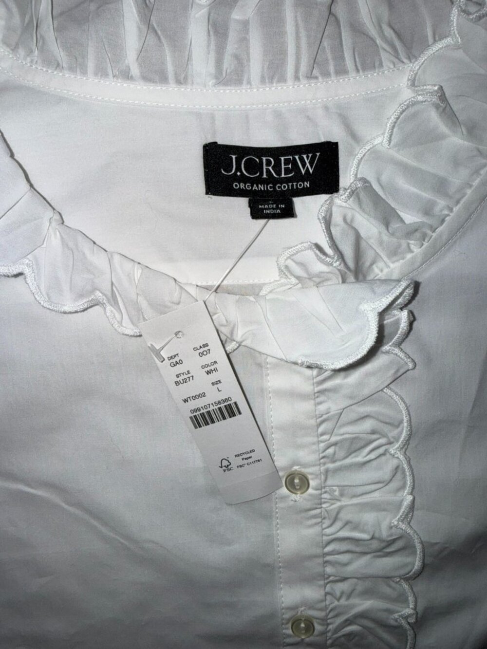 NWT J.Crew Ruffle-Trim Button-Up Blouse - Picture 4 of 6